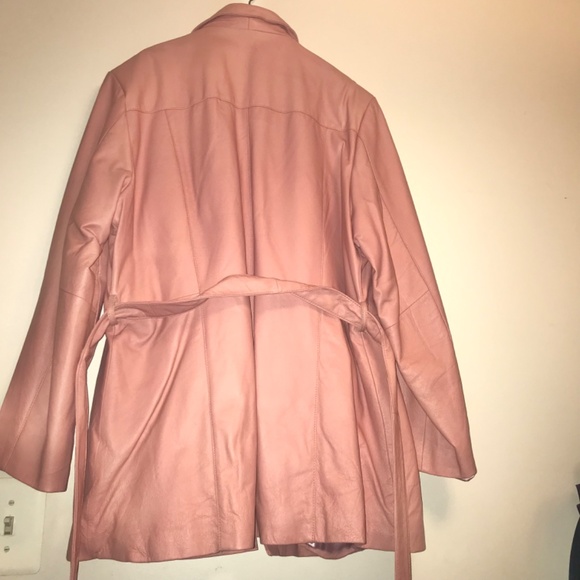 Vintage 90s Women’s Oscar Piel Pink Genuine 100% Leather Jacket Coat Size 2XL - Picture 7 of 15